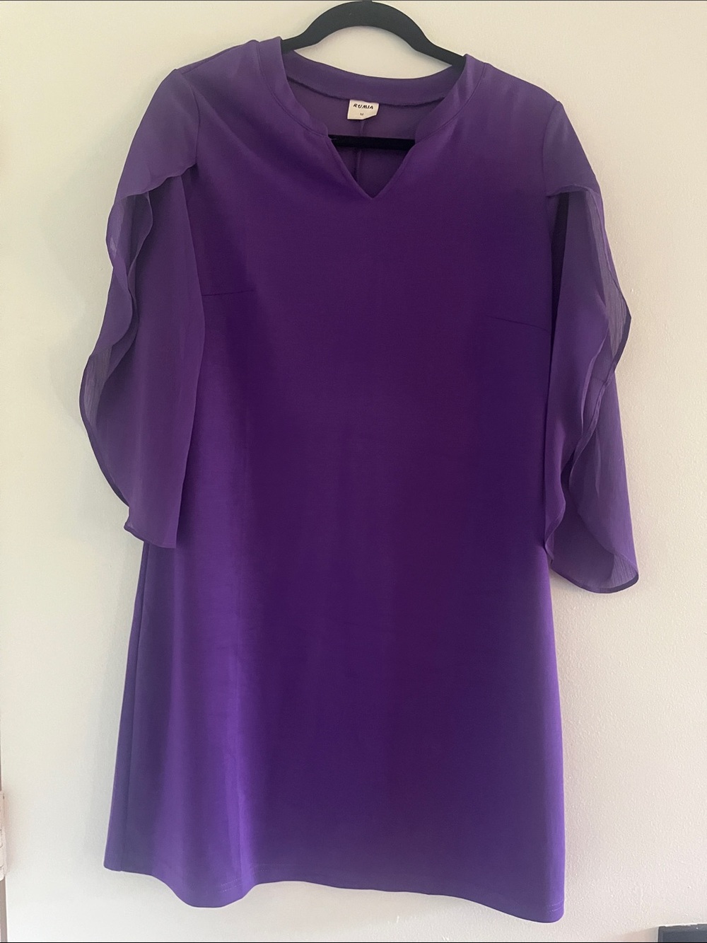 Purple Midi Dress with Flutter Sleeves